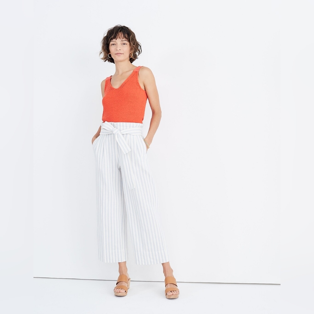 Madewell‎ Tie-Waist Huston Pull-On Crop Pants in Stripe